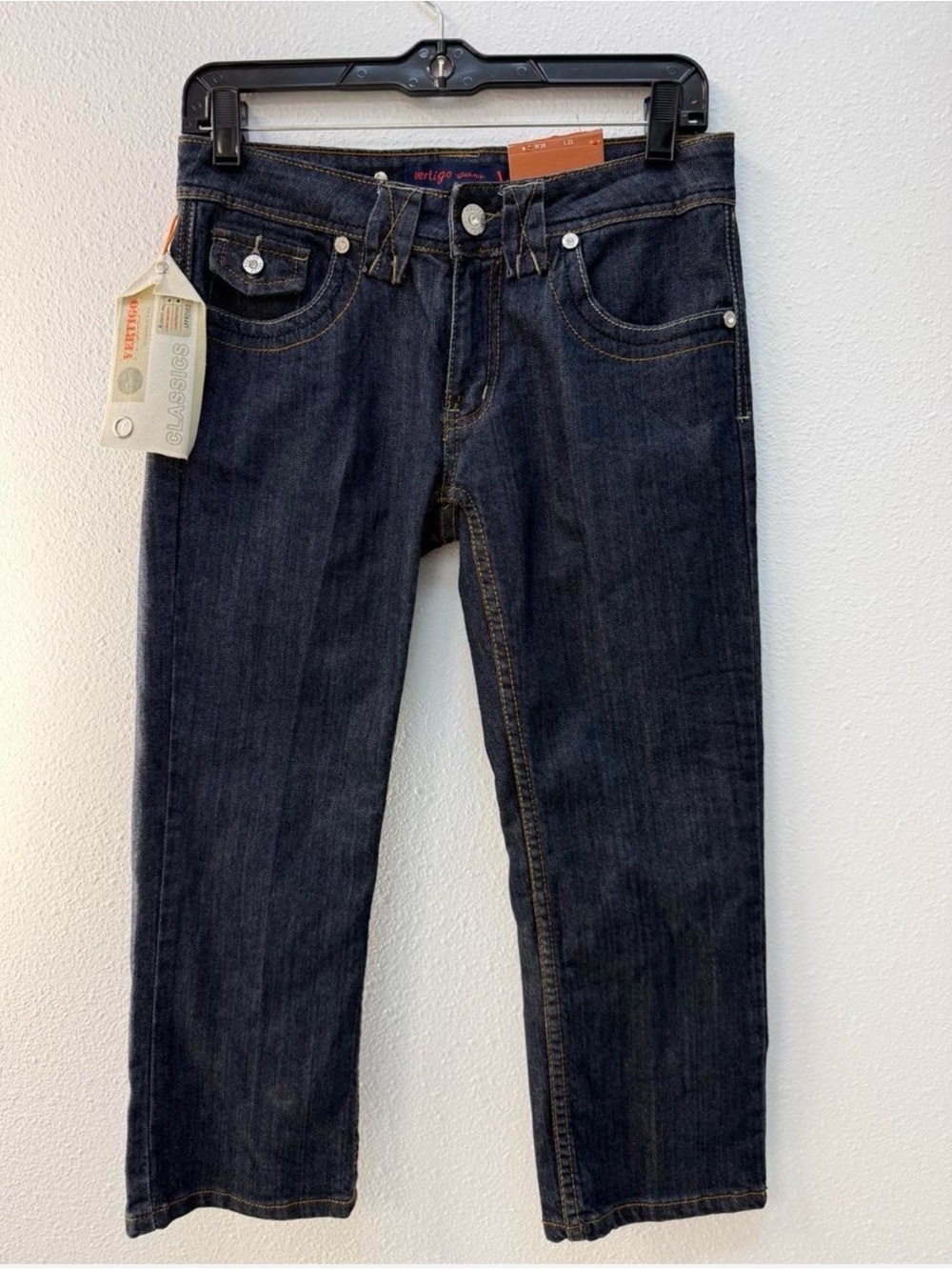 NWT Vertigo Jeans Denim Capri jeans Low Rise Women's Dark Wash